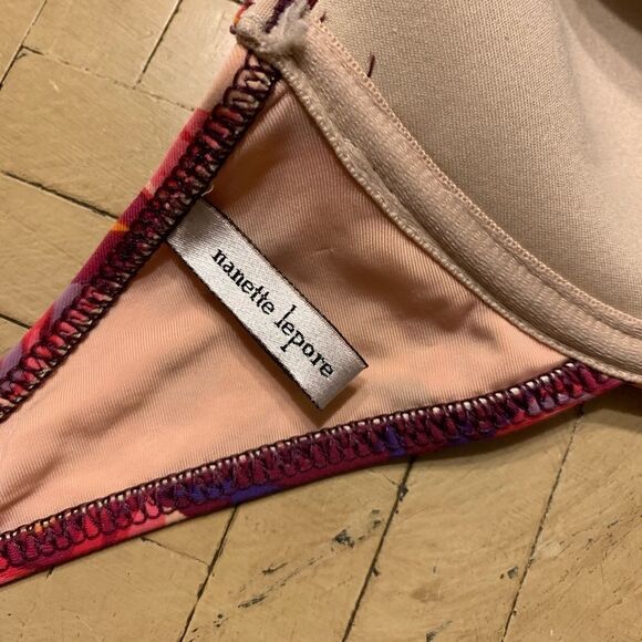 Nanette Lepore Strapless Bikini Top S Pink Floral - Picture 11 of 11